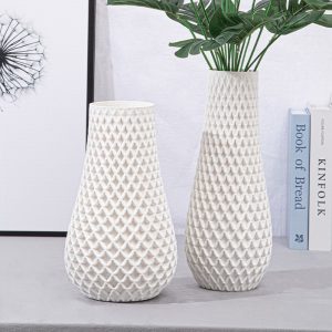 3Dプリント陶磁器 花瓶 家庭用リビング ドライフラワー アート作品 白色 現代的な装飾花器