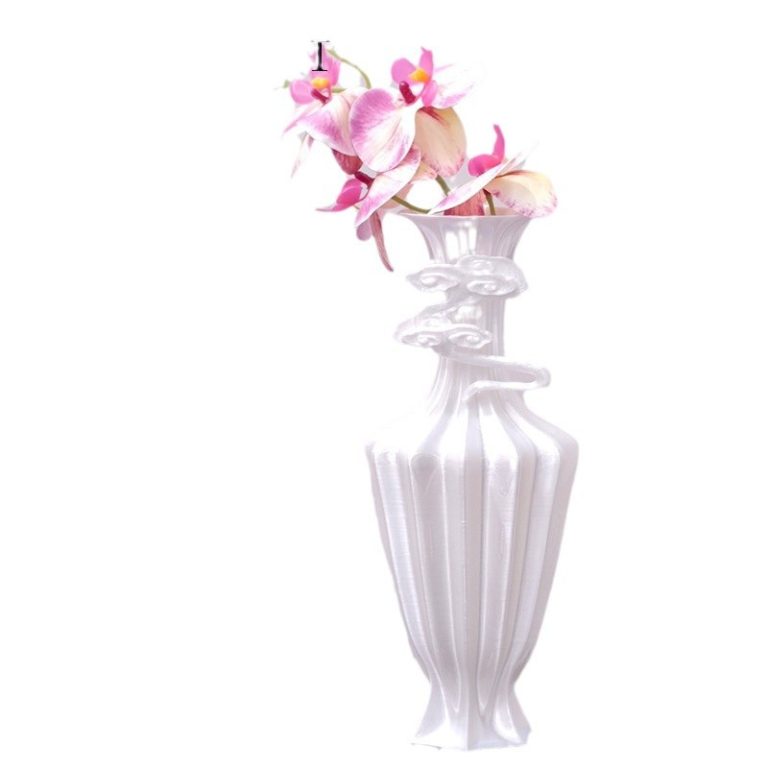 White Vase INS Style Stylish 3D Printed Luxury Dry Flowers Fake Flower Pot for Living Room